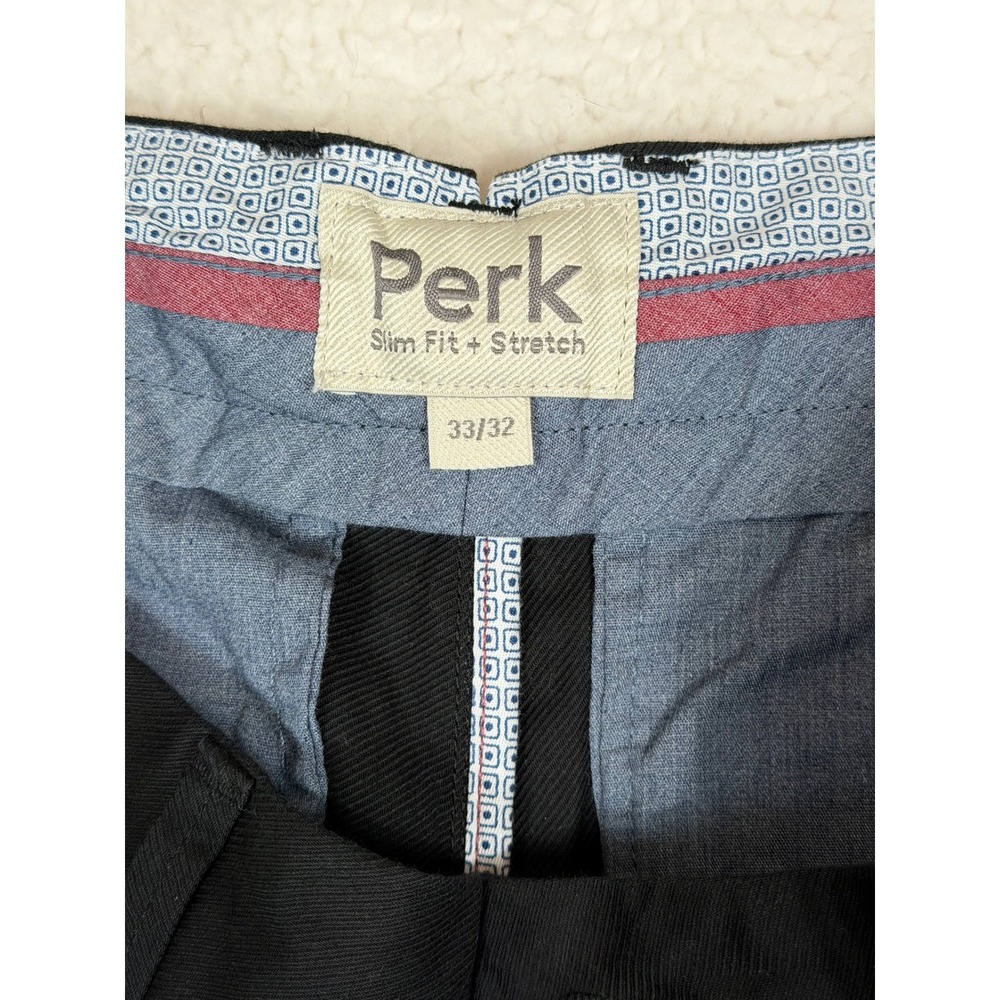Perk Feel Good Chinos NWT Mens 33x32 Black Cotton Twill Slim Fit Stretch Pants - Picture 6 of 11